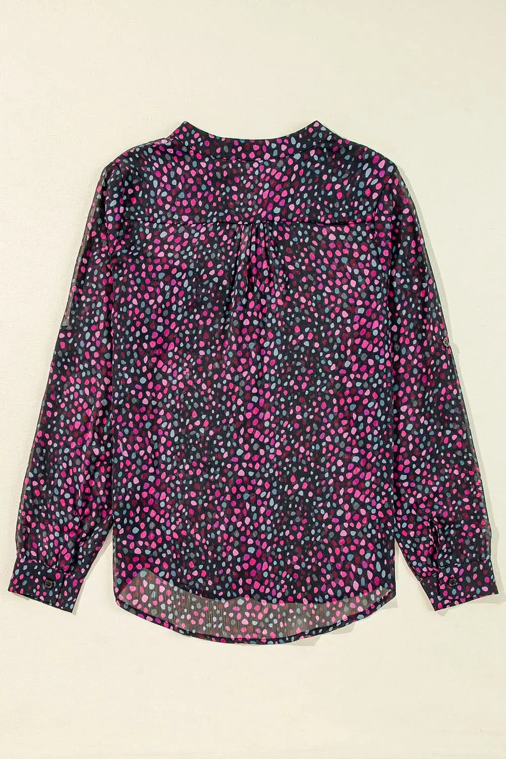 Love Salve Polka Dot Printed Shirt Purple — Casual Button-Up Blouse