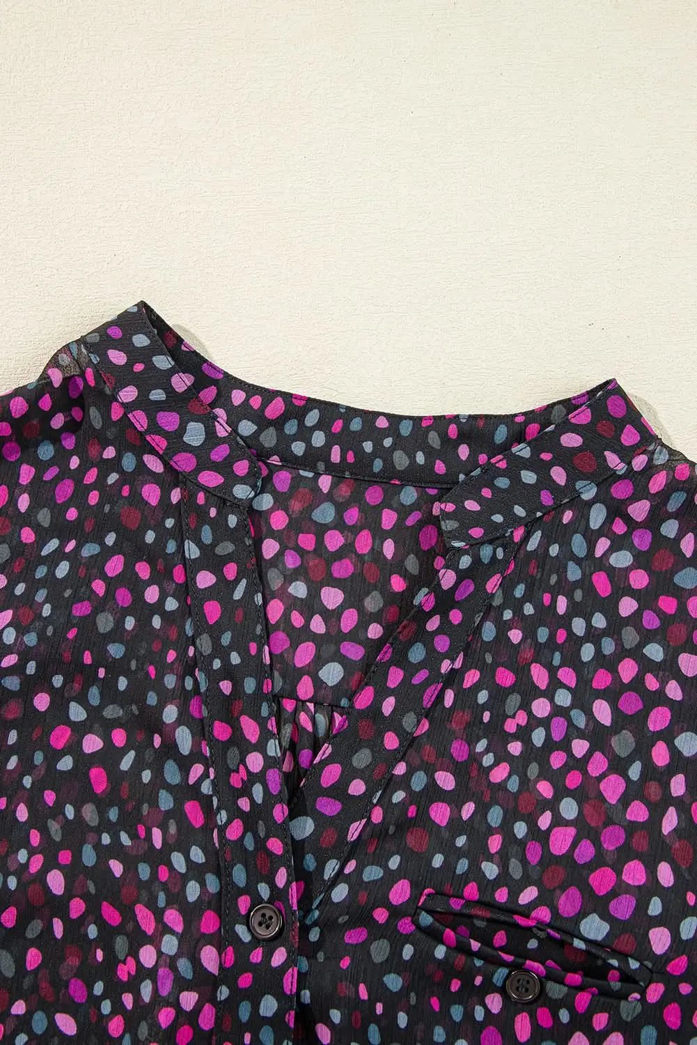 Love Salve Polka Dot Printed Shirt Purple — Casual Button-Up Blouse