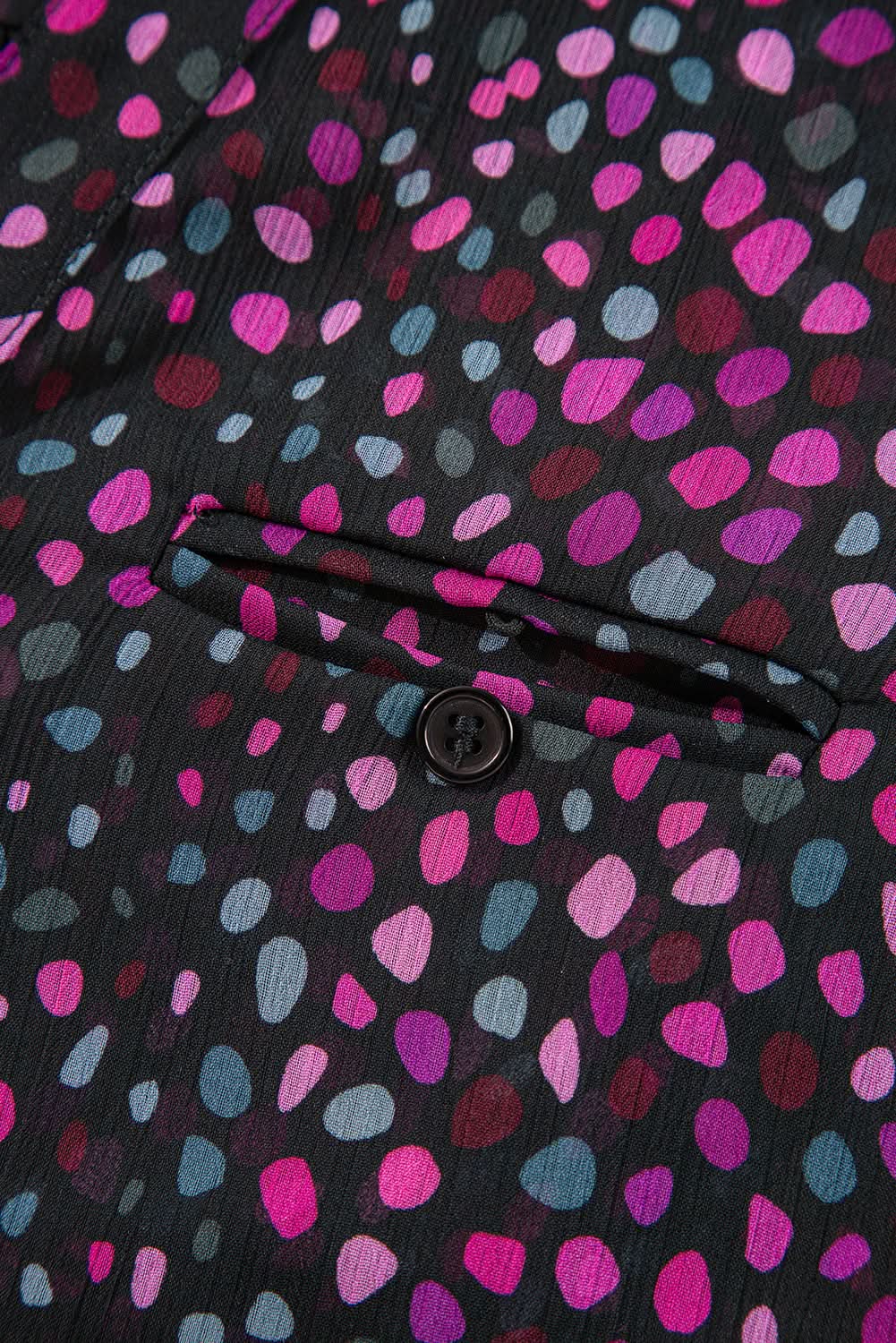 Love Salve Polka Dot Printed Shirt Purple — Casual Button-Up Blouse