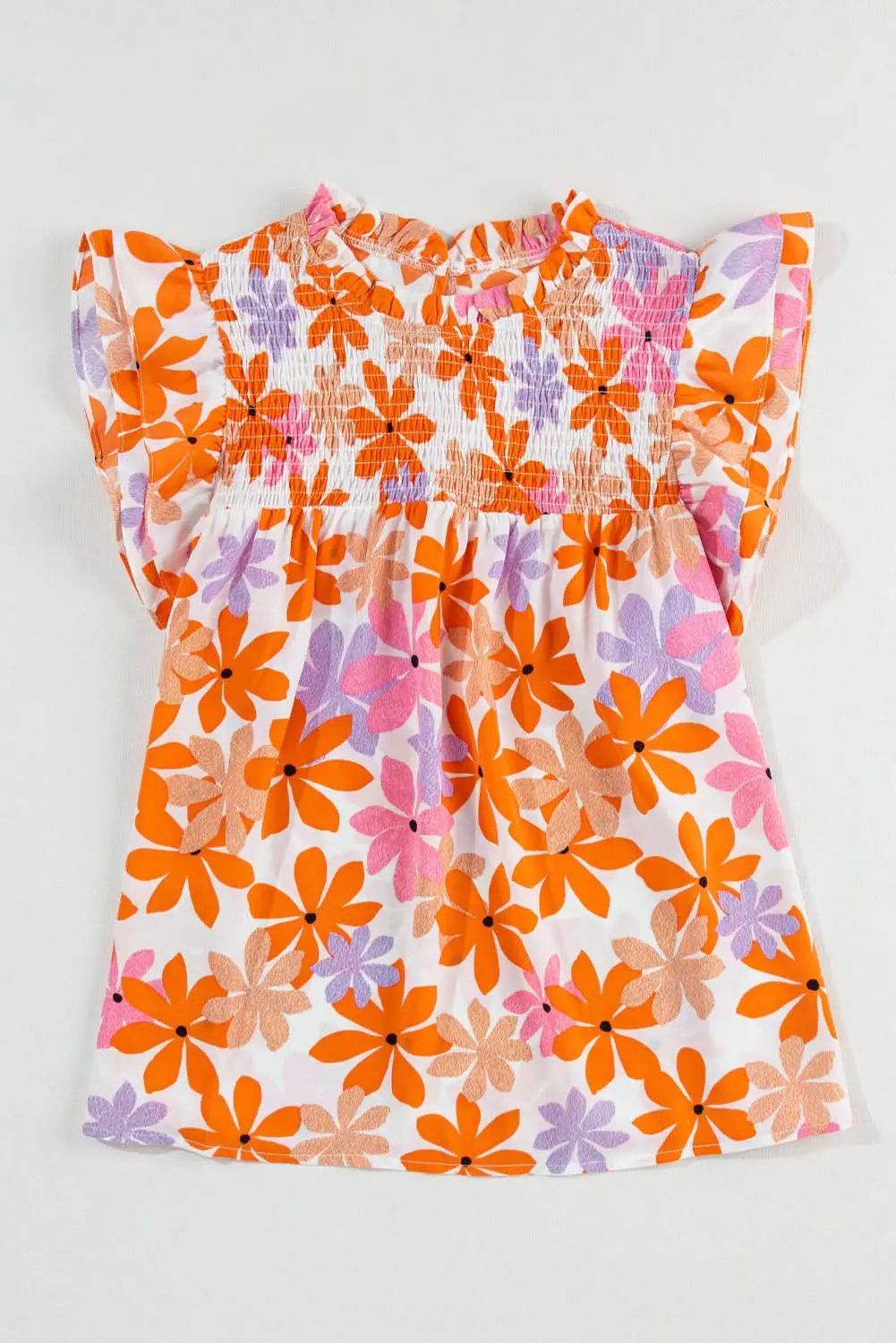 Floral Smocked Top with Ruffled Sleeves | Love Salve