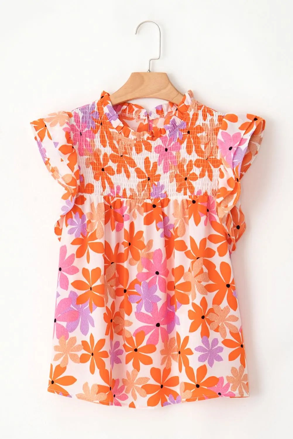 Floral Smocked Top with Ruffled Sleeves | Love Salve