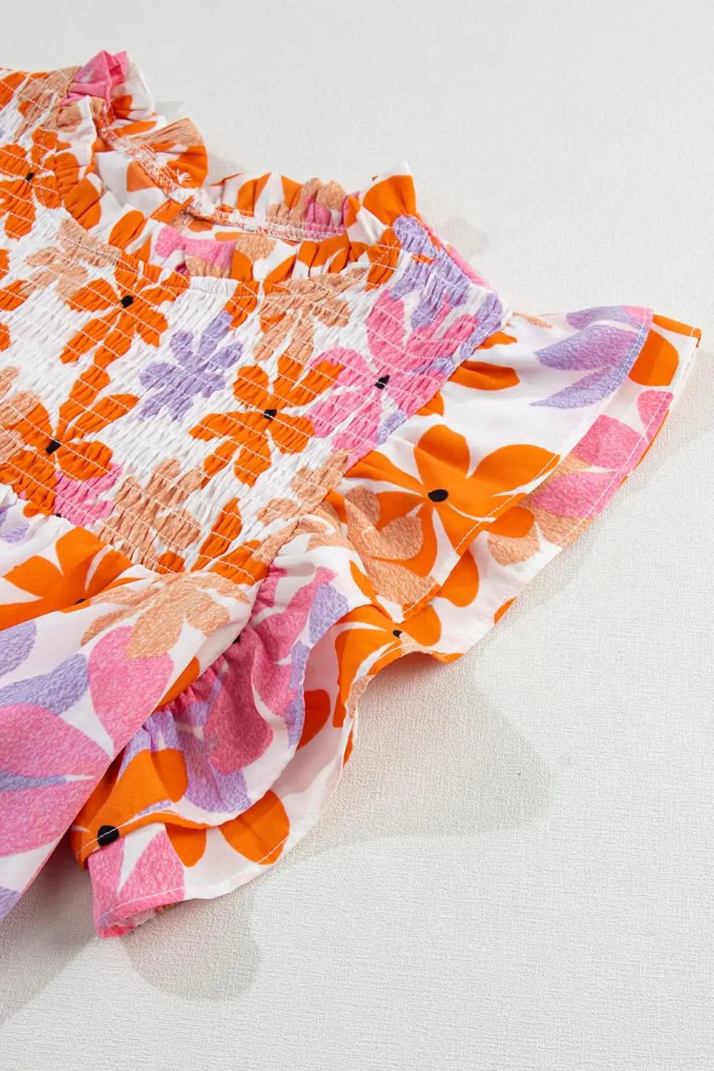 Floral Smocked Top with Ruffled Sleeves | Love Salve
