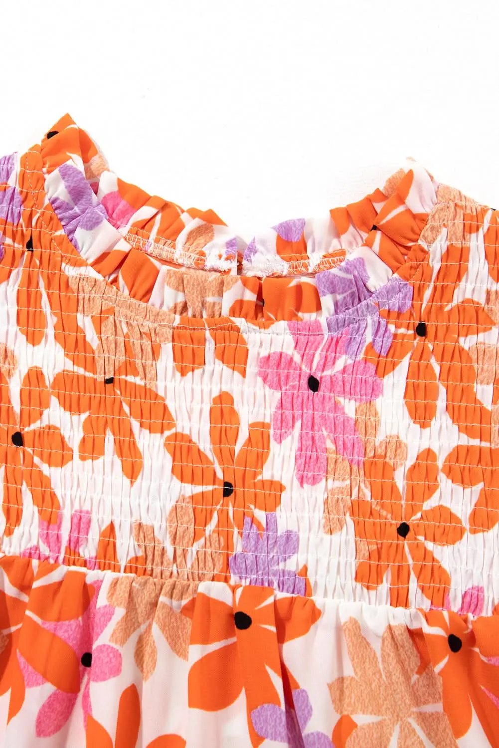 Floral Smocked Top with Ruffled Sleeves | Love Salve