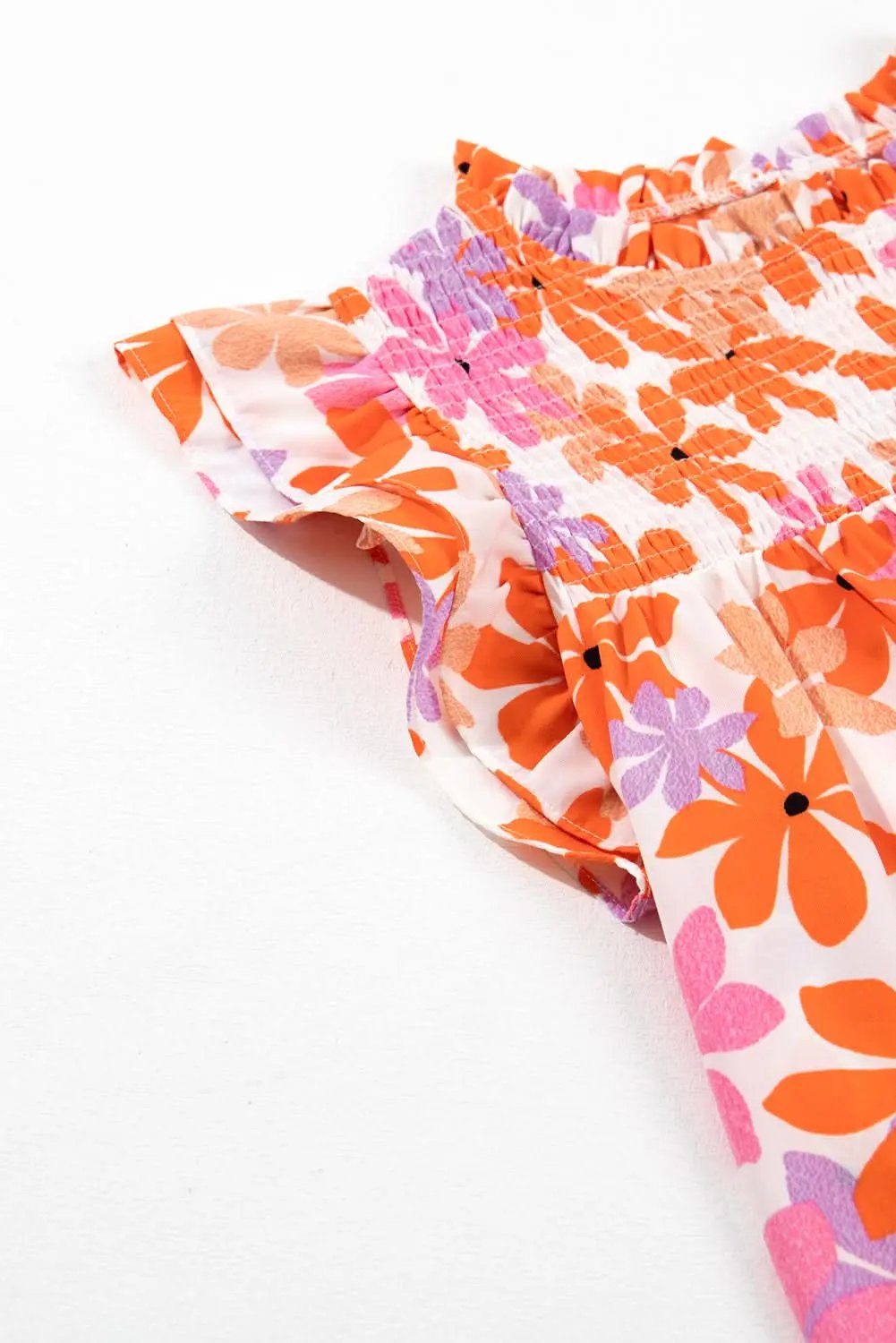 Floral Smocked Top with Ruffled Sleeves | Love Salve