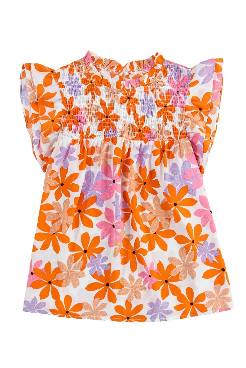 Floral Smocked Top with Ruffled Sleeves | Love Salve