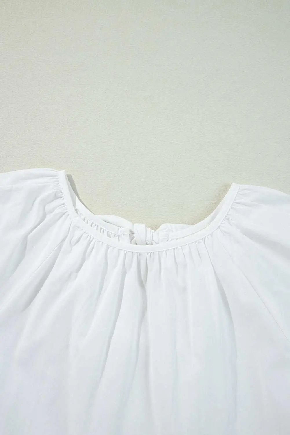 Tops/Blouses & Shirts Love Salve White Bow Knot Cutout Back Loose Fit 3/4 Sleeve Bl