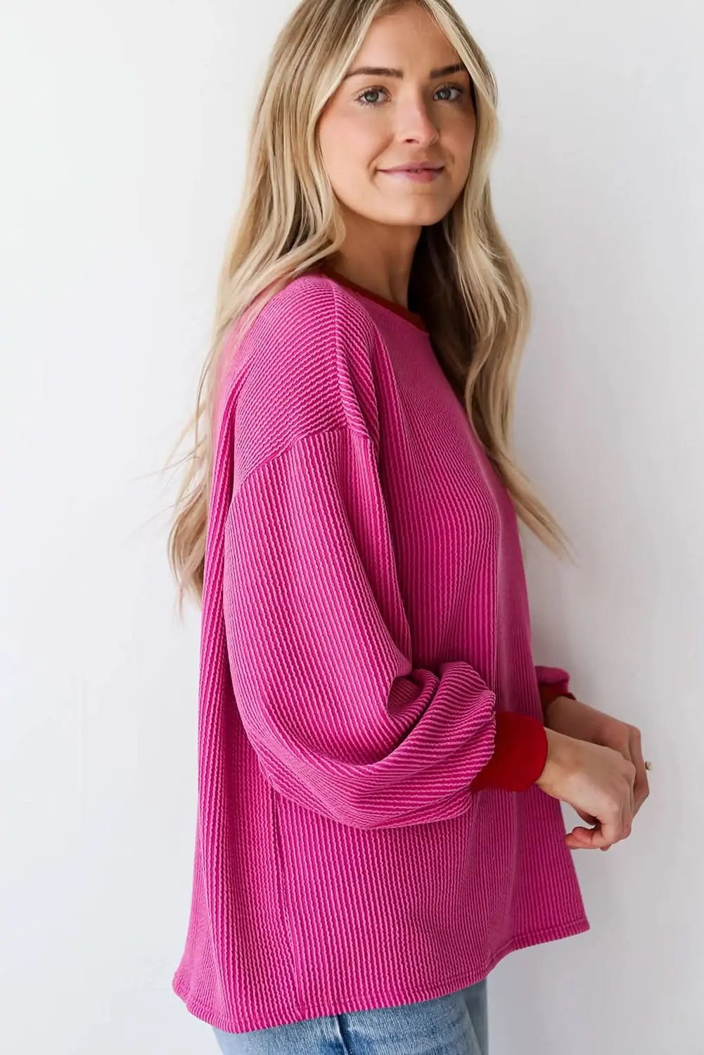 Tops/Long Sleeve Tops Love Salve Bright pink drop shoulder top