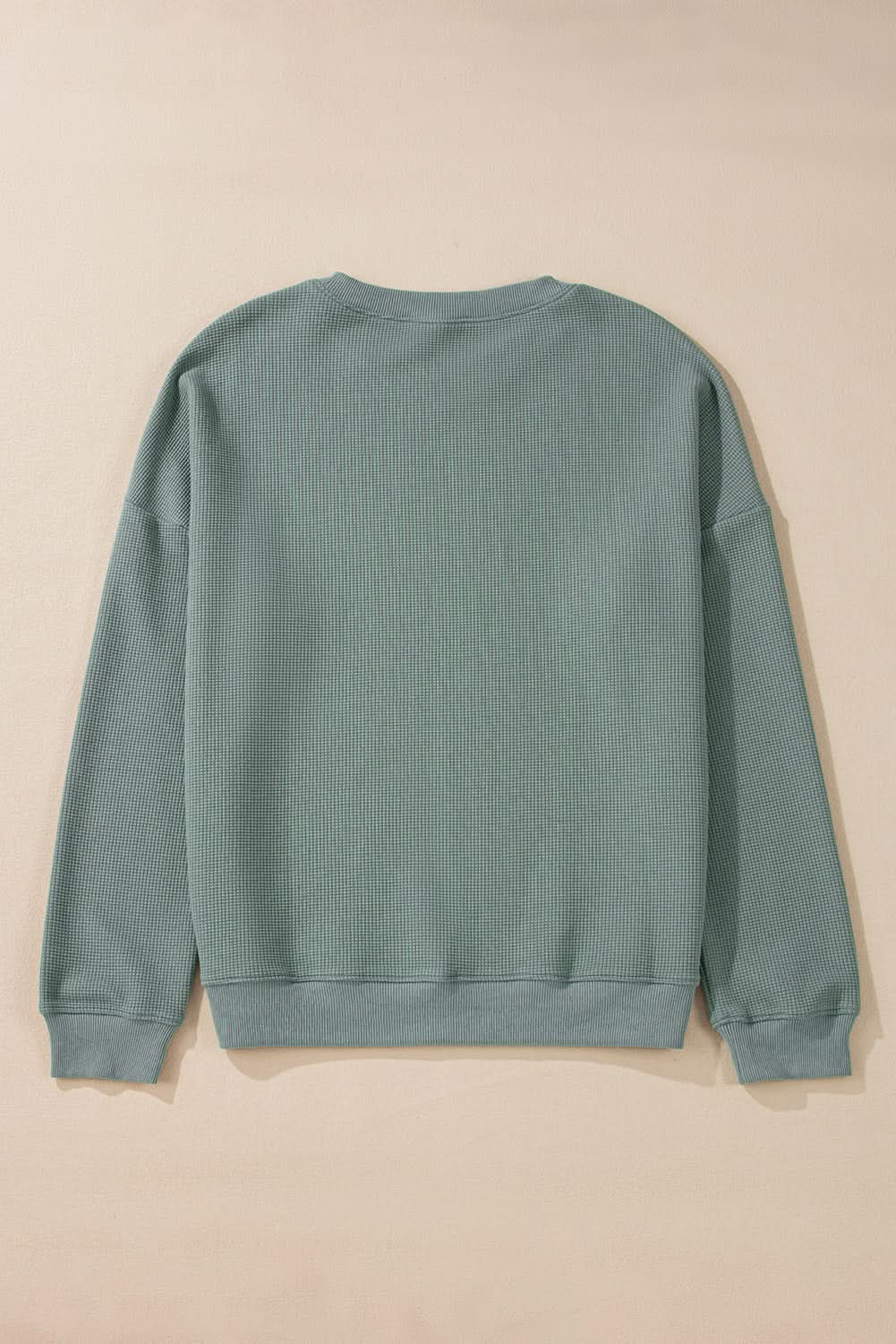 Sweaters Love Salve Green Waffle Knit Top Women's Daily V-Neck Casual Cozy