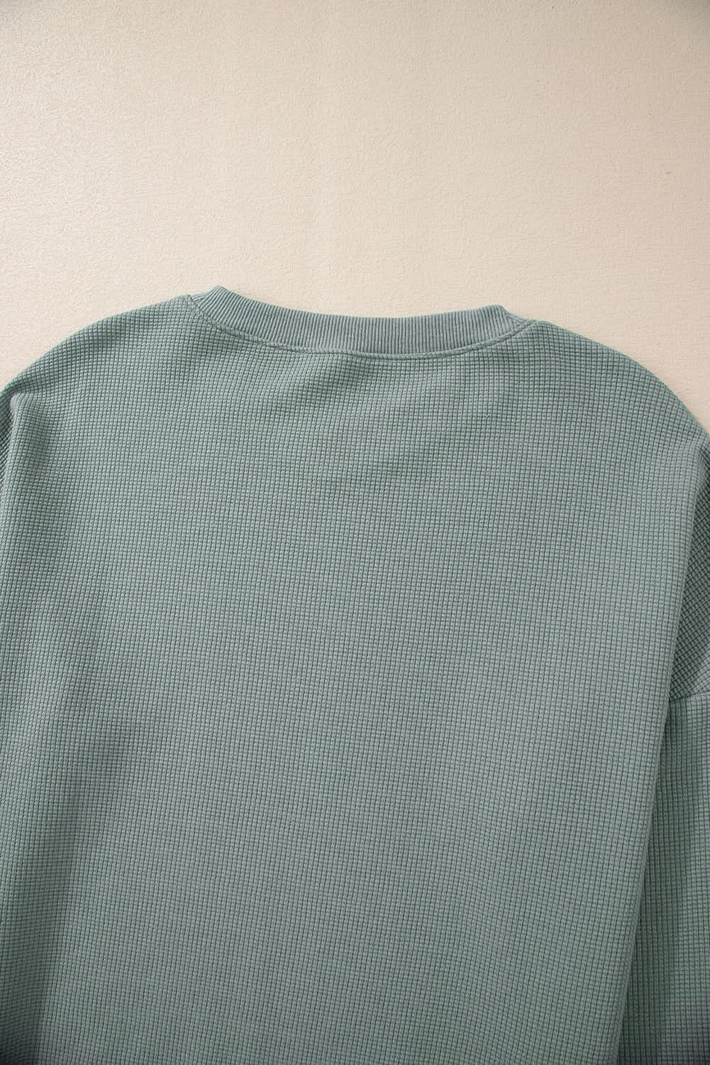 Sweaters Love Salve Green Waffle Knit Top Women's Daily V-Neck Casual Cozy