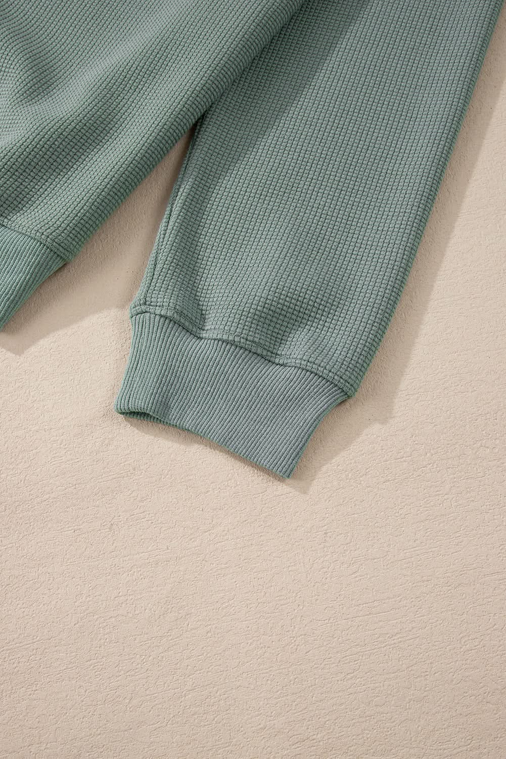 Sweaters Love Salve Green Waffle Knit Top Women's Daily V-Neck Casual Cozy