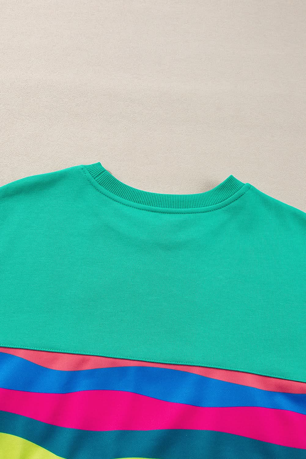 Pants Love Salve Green Colorful Striped Accent Long Sleeve T Shirt