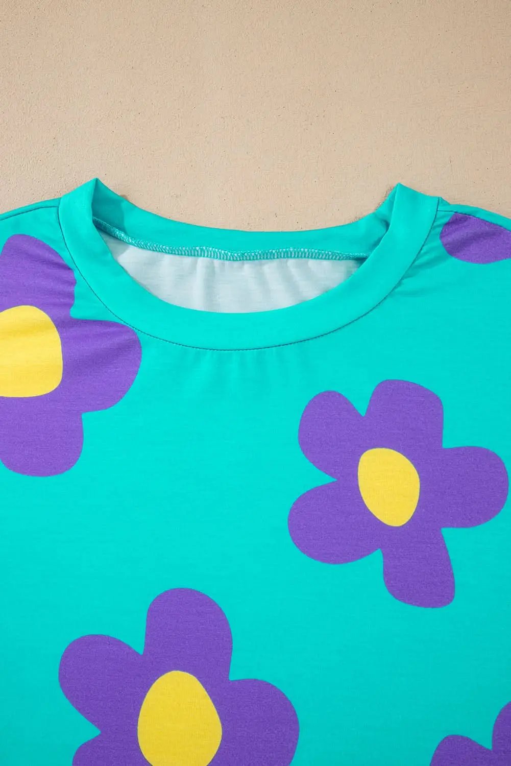 Accessories Love Salve Sky Blue Floral Women's Top Casual Long Sleeve Comfy Fit