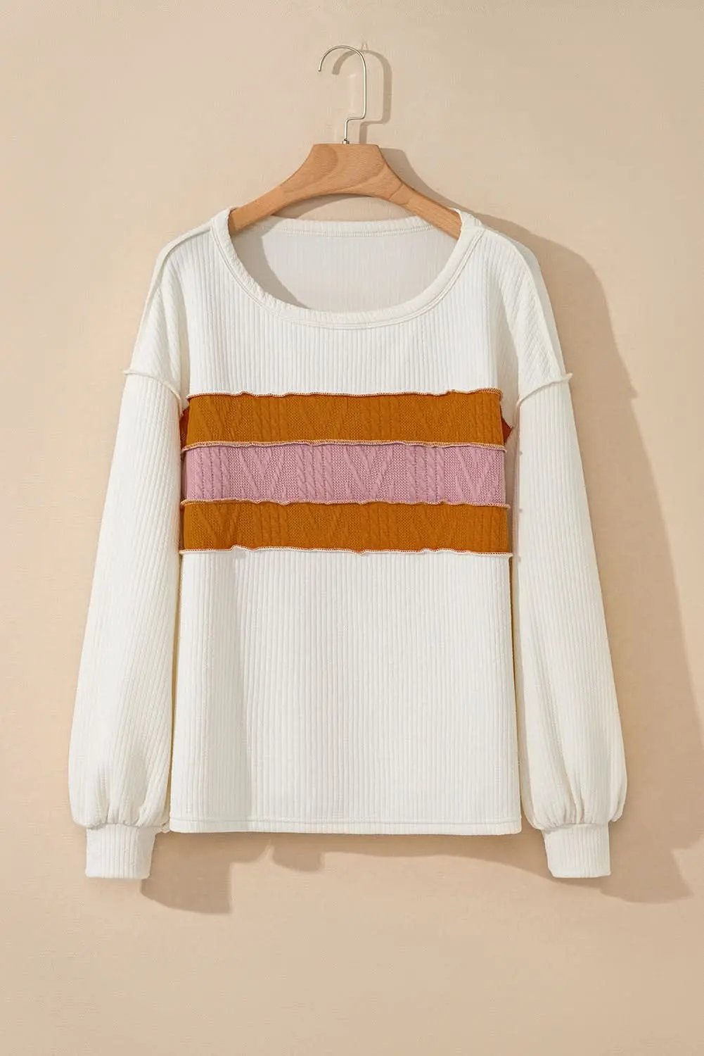 Sweaters Love Salve White Knit Top Women's Casual Drop Sleeve Trendy Fashion Top