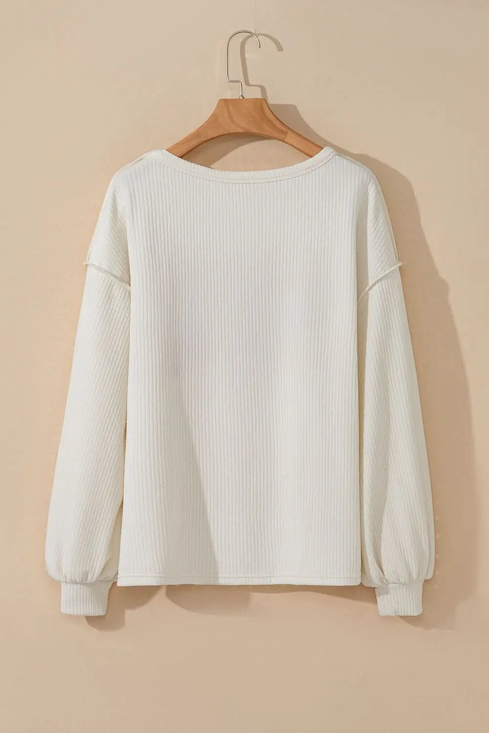 Sweaters Love Salve White Knit Top Women's Casual Drop Sleeve Trendy Fashion Top