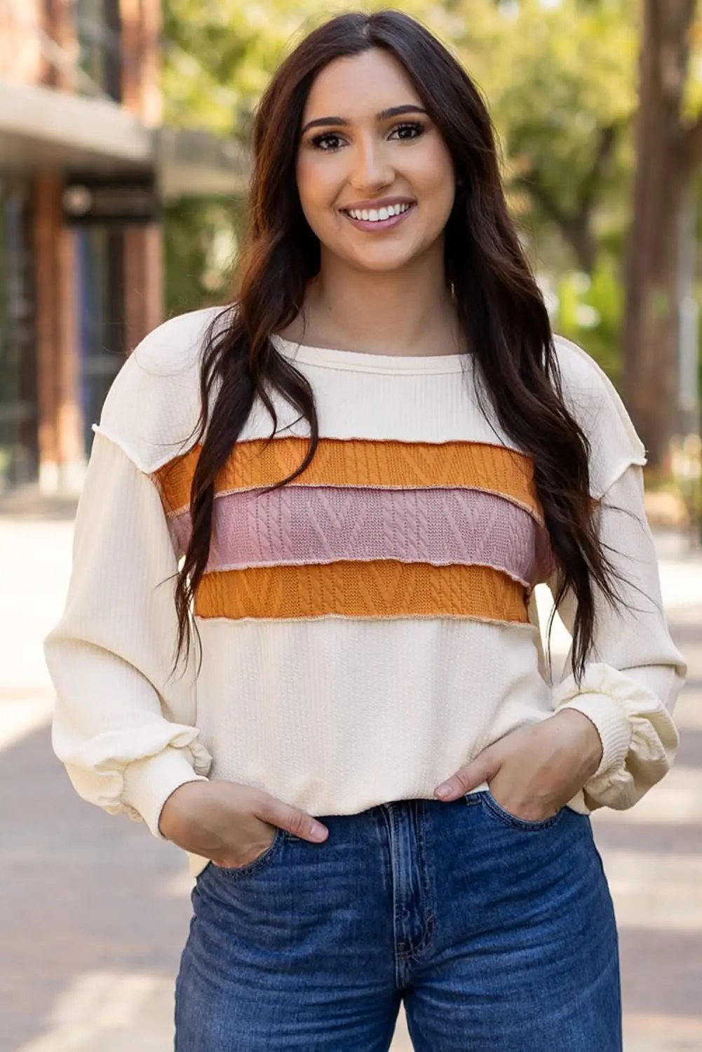 Sweaters Love Salve White Knit Top Women's Casual Drop Sleeve Trendy Fashion Top