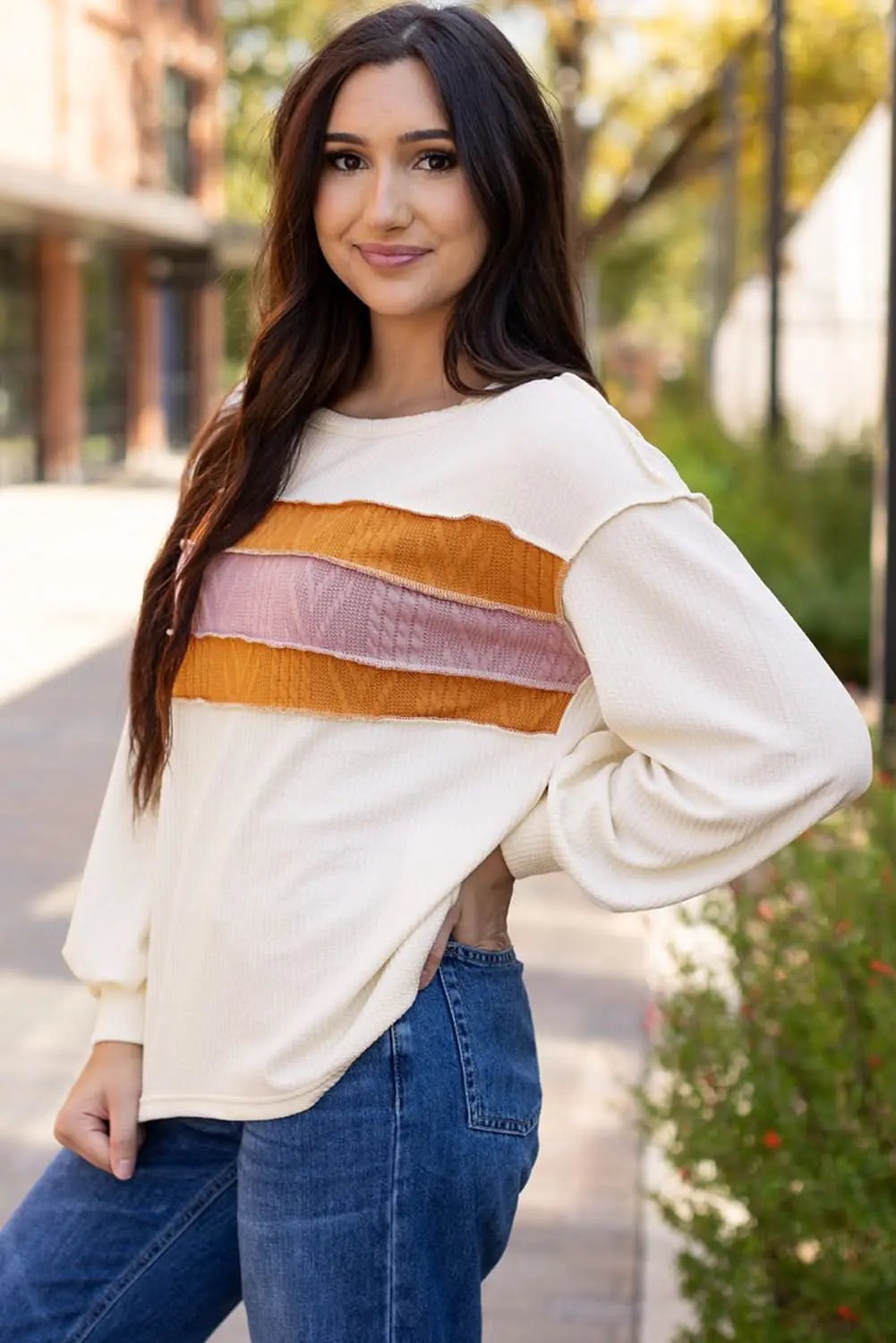 Sweaters Love Salve White Knit Top Women's Casual Drop Sleeve Trendy Fashion Top