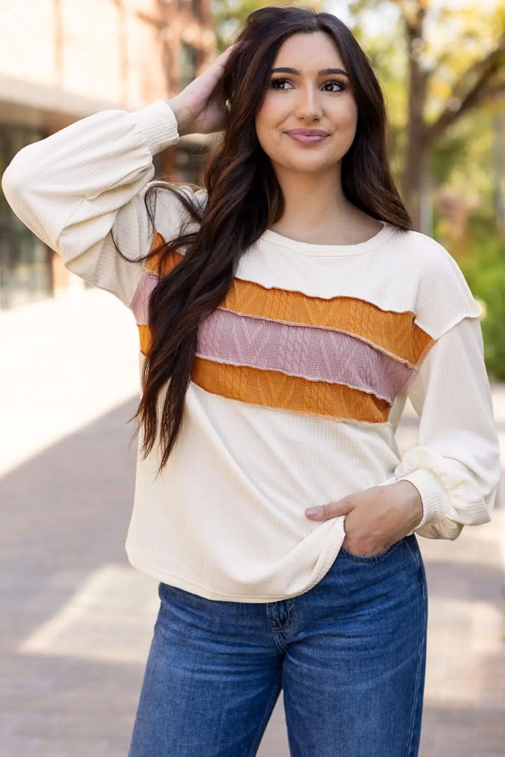Sweaters Love Salve White Knit Top Women's Casual Drop Sleeve Trendy Fashion Top