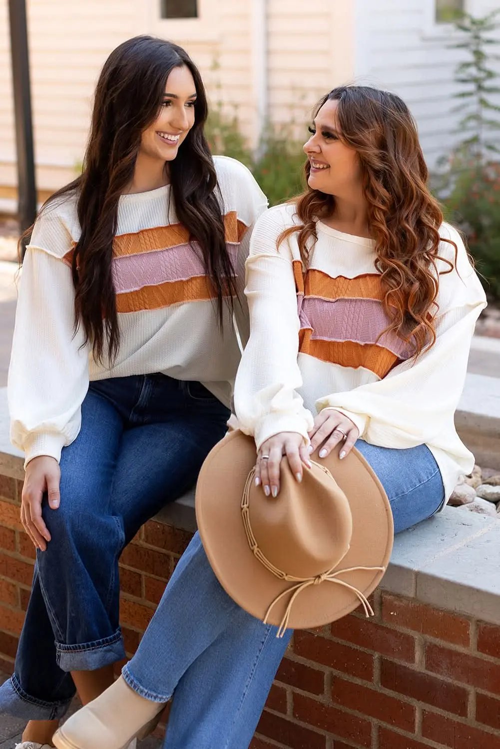 Sweaters Love Salve White Knit Top Women's Casual Drop Sleeve Trendy Fashion Top