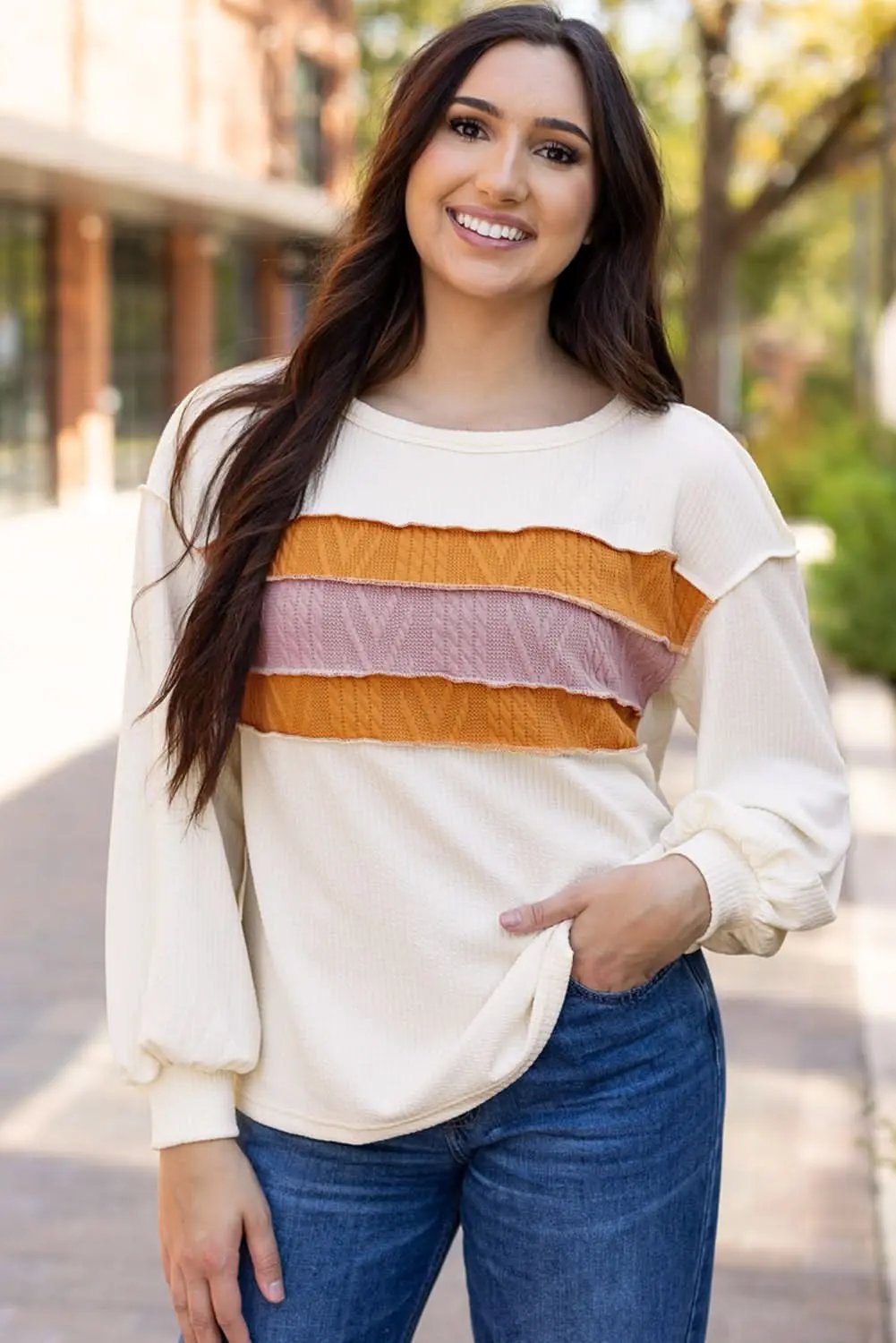 Sweaters Love Salve White Knit Top Women's Casual Drop Sleeve Trendy Fashion Top