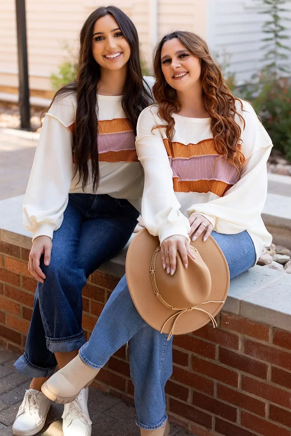 Sweaters Love Salve White Knit Top Women's Casual Drop Sleeve Trendy Fashion Top