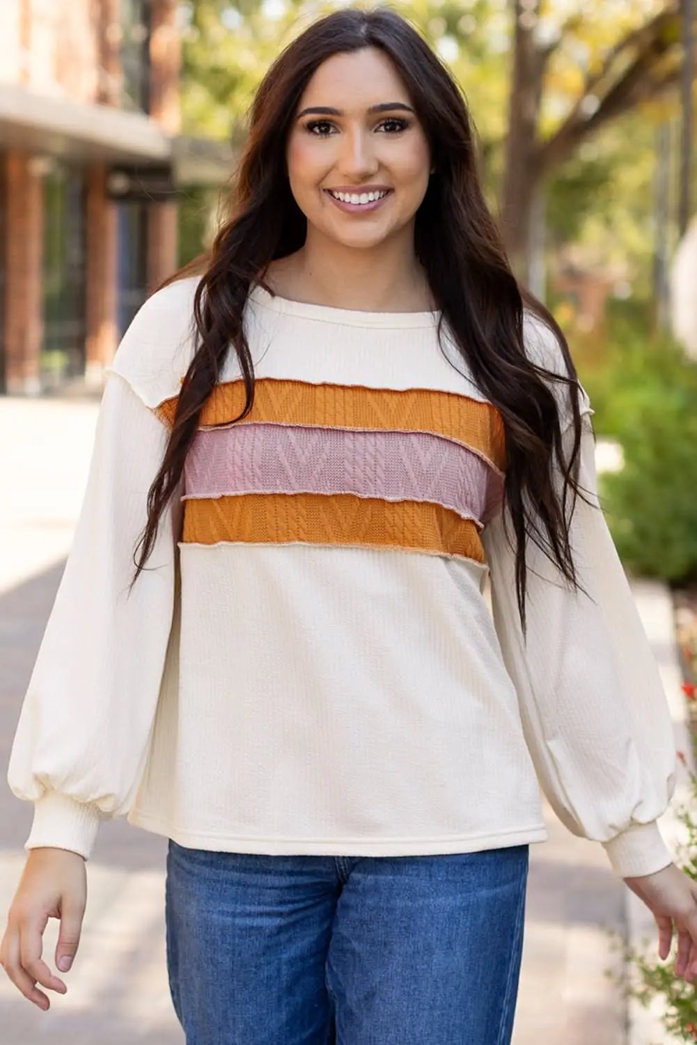 Sweaters Love Salve White Knit Top Women's Casual Drop Sleeve Trendy Fashion Top