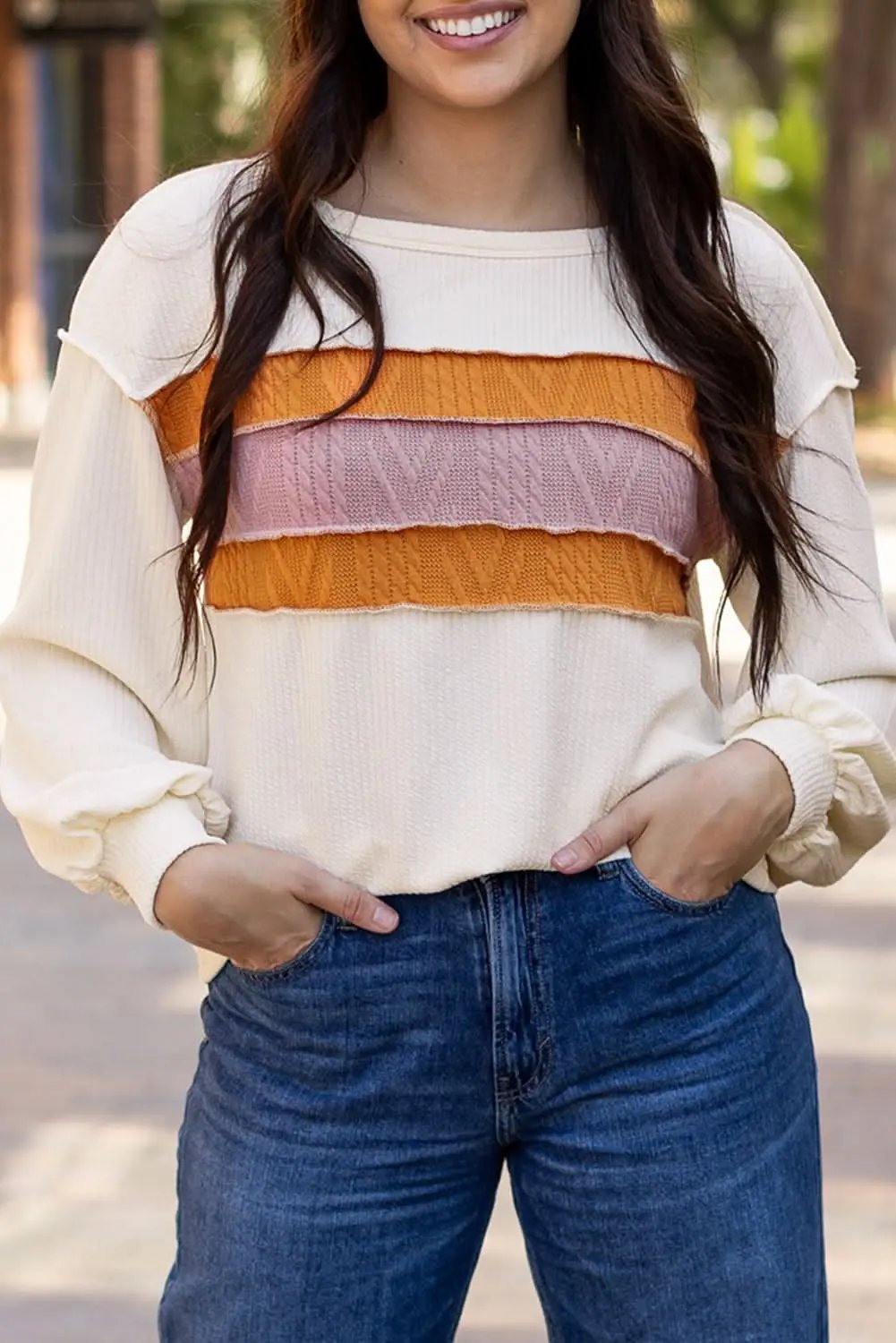 Sweaters Love Salve White Knit Top Women's Casual Drop Sleeve Trendy Fashion Top