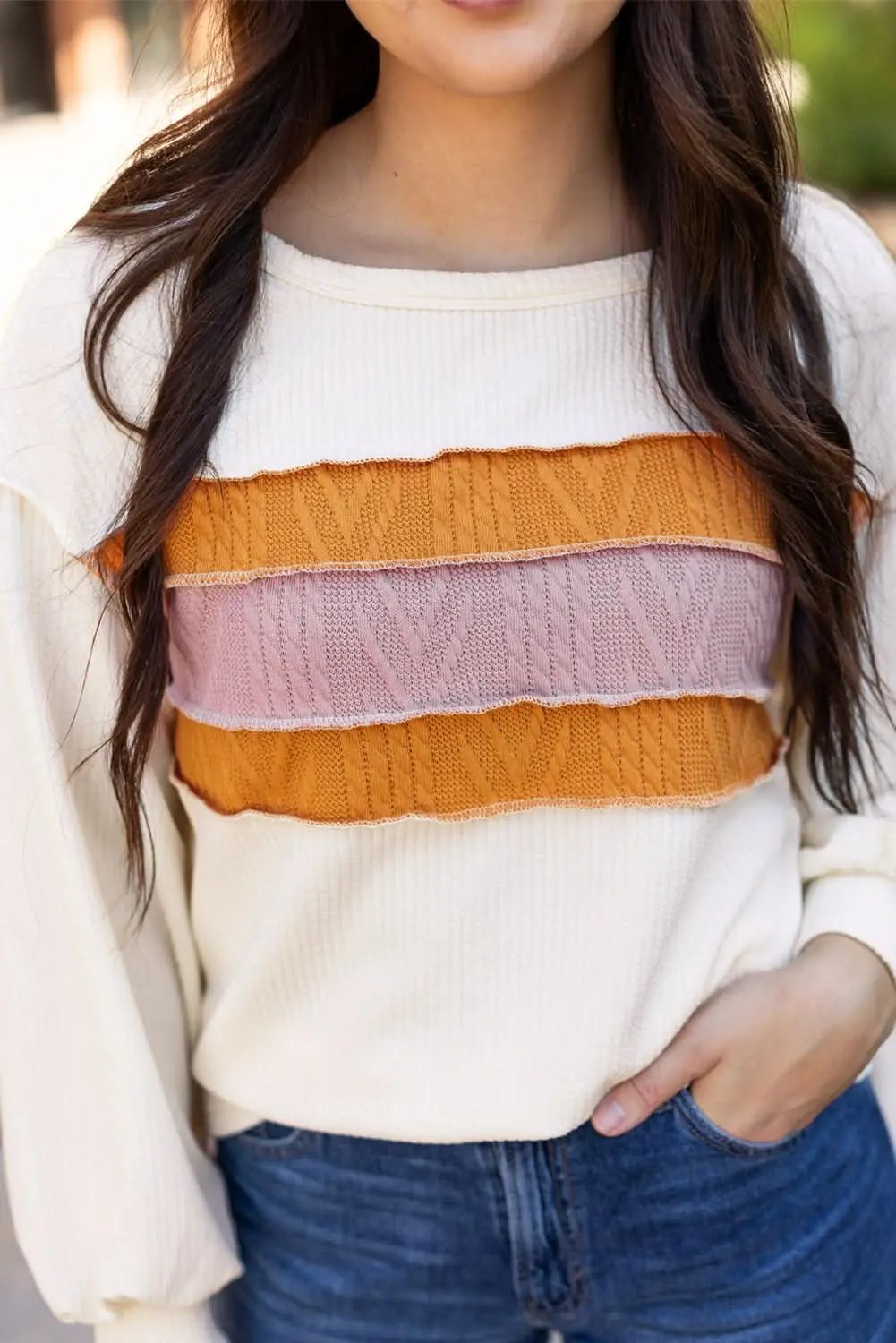 Sweaters Love Salve White Knit Top Women's Casual Drop Sleeve Trendy Fashion Top
