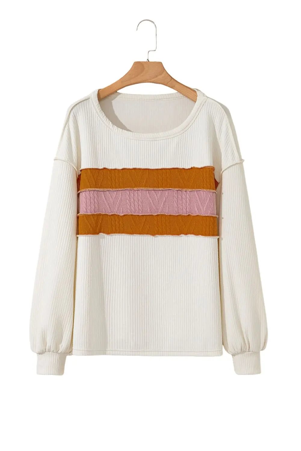 Sweaters Love Salve White Knit Top Women's Casual Drop Sleeve Trendy Fashion Top