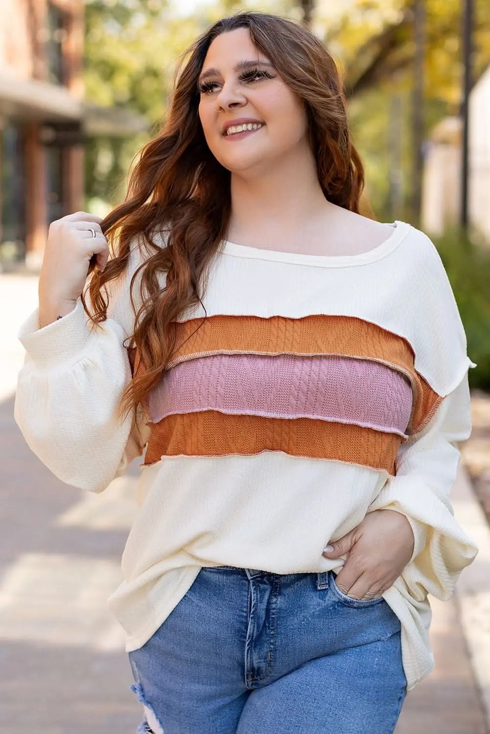 Sweaters Love Salve White Knit Top Women's Casual Drop Sleeve Trendy Fashion Top