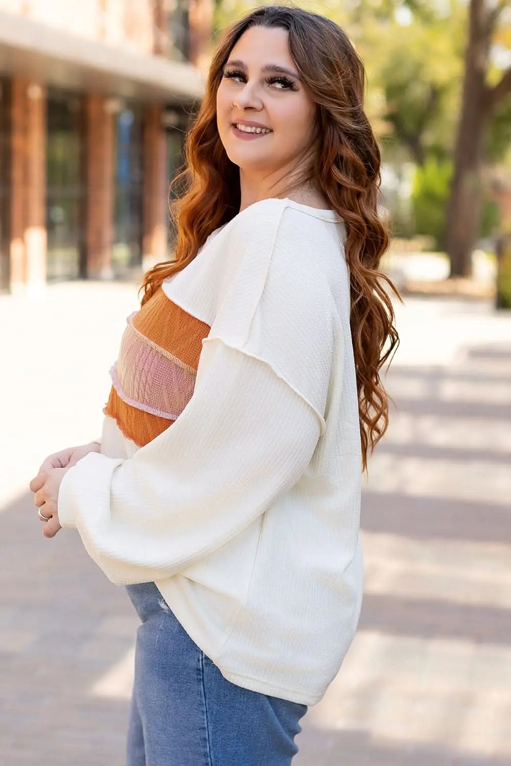 Sweaters Love Salve White Knit Top Women's Casual Drop Sleeve Trendy Fashion Top