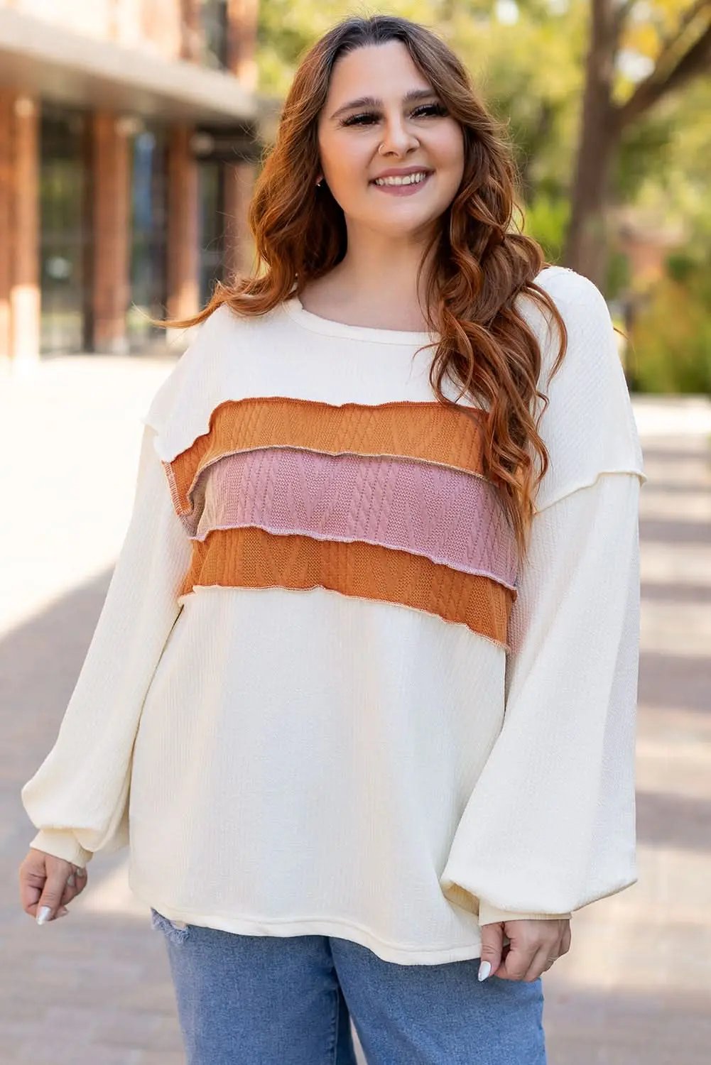 Sweaters Love Salve White Knit Top Women's Casual Drop Sleeve Trendy Fashion Top
