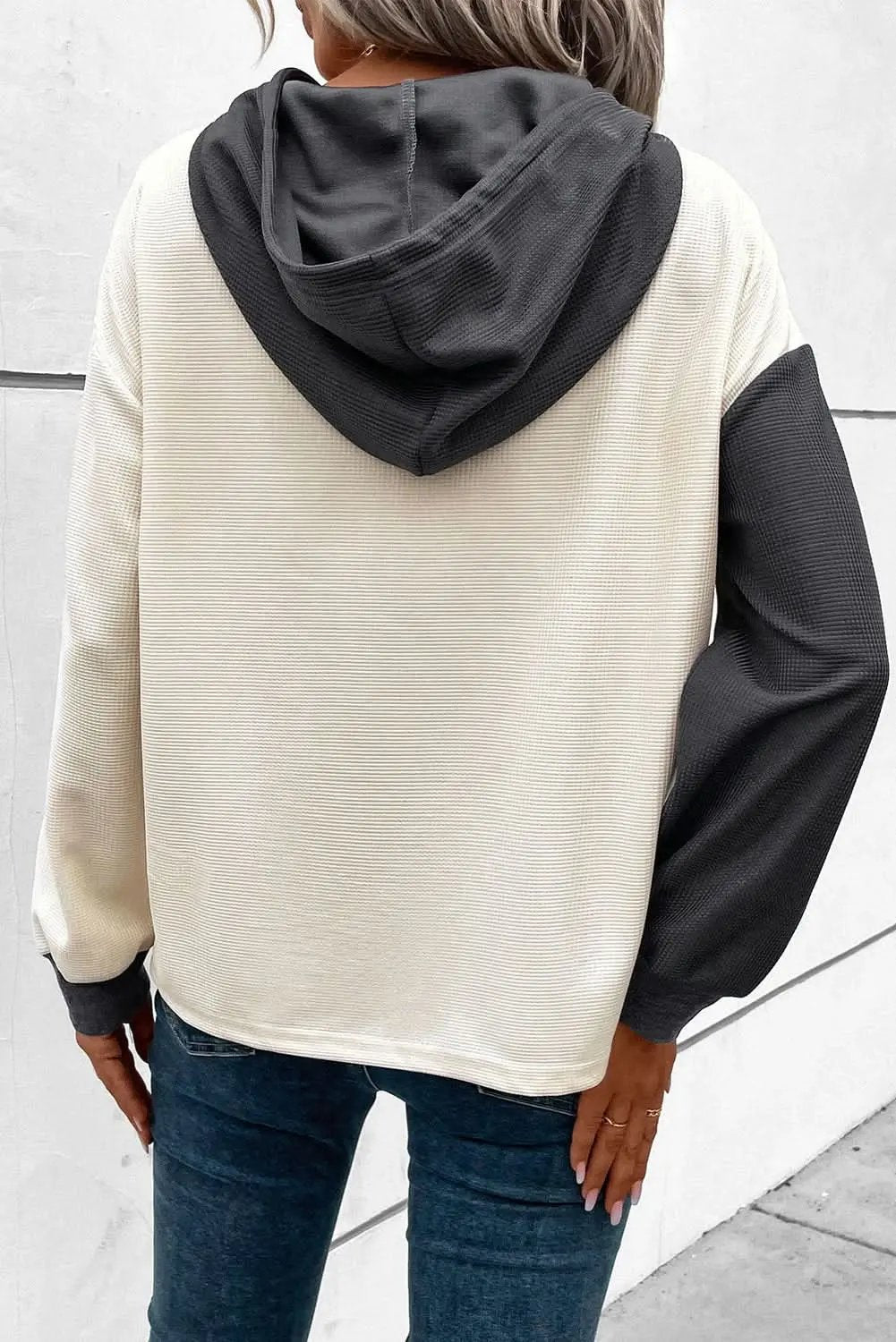 Jackets Love Salve Dark Grey Waffle Colorblock Buttons Placket Drop S