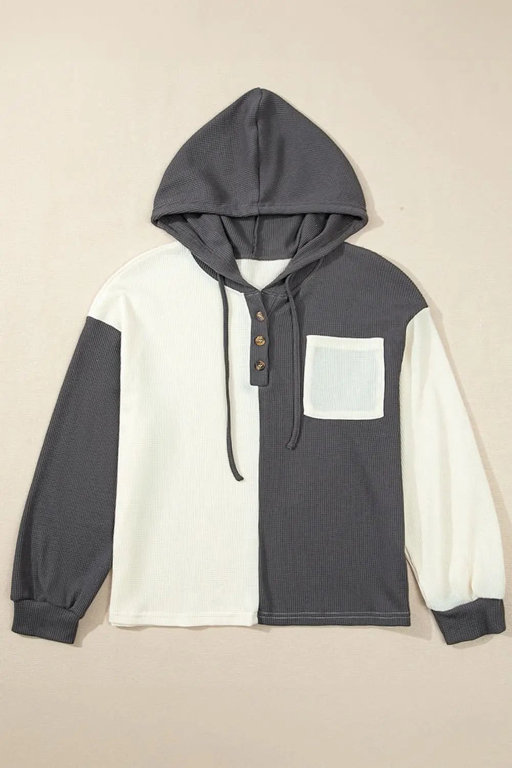 Jackets Love Salve Dark Grey Waffle Colorblock Buttons Placket Drop S