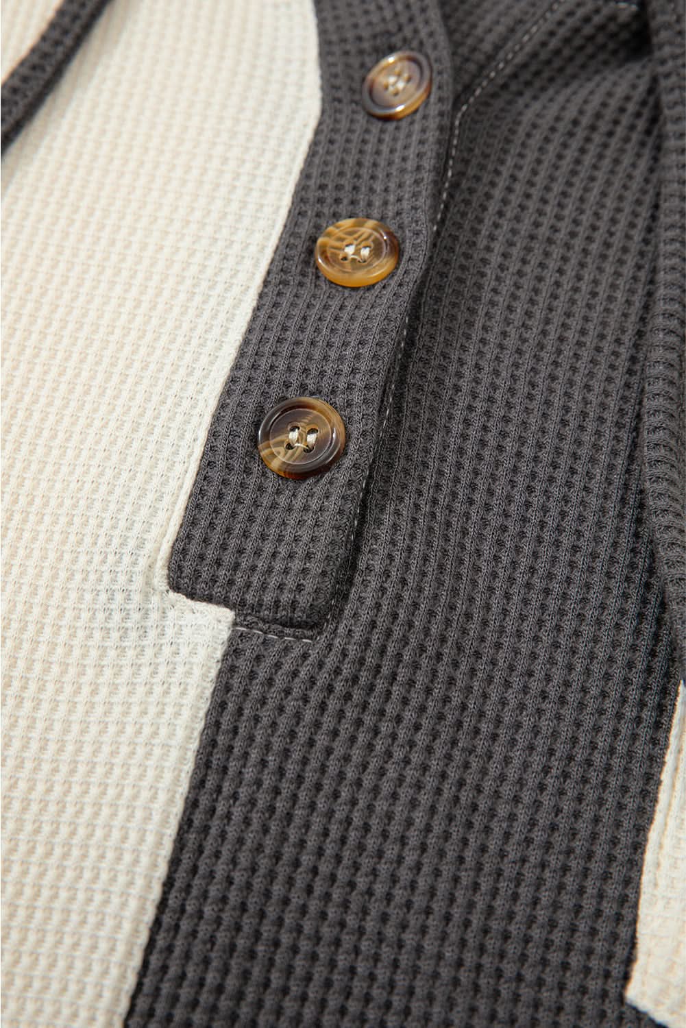 Jackets Love Salve Dark Grey Waffle Colorblock Buttons Placket Drop S