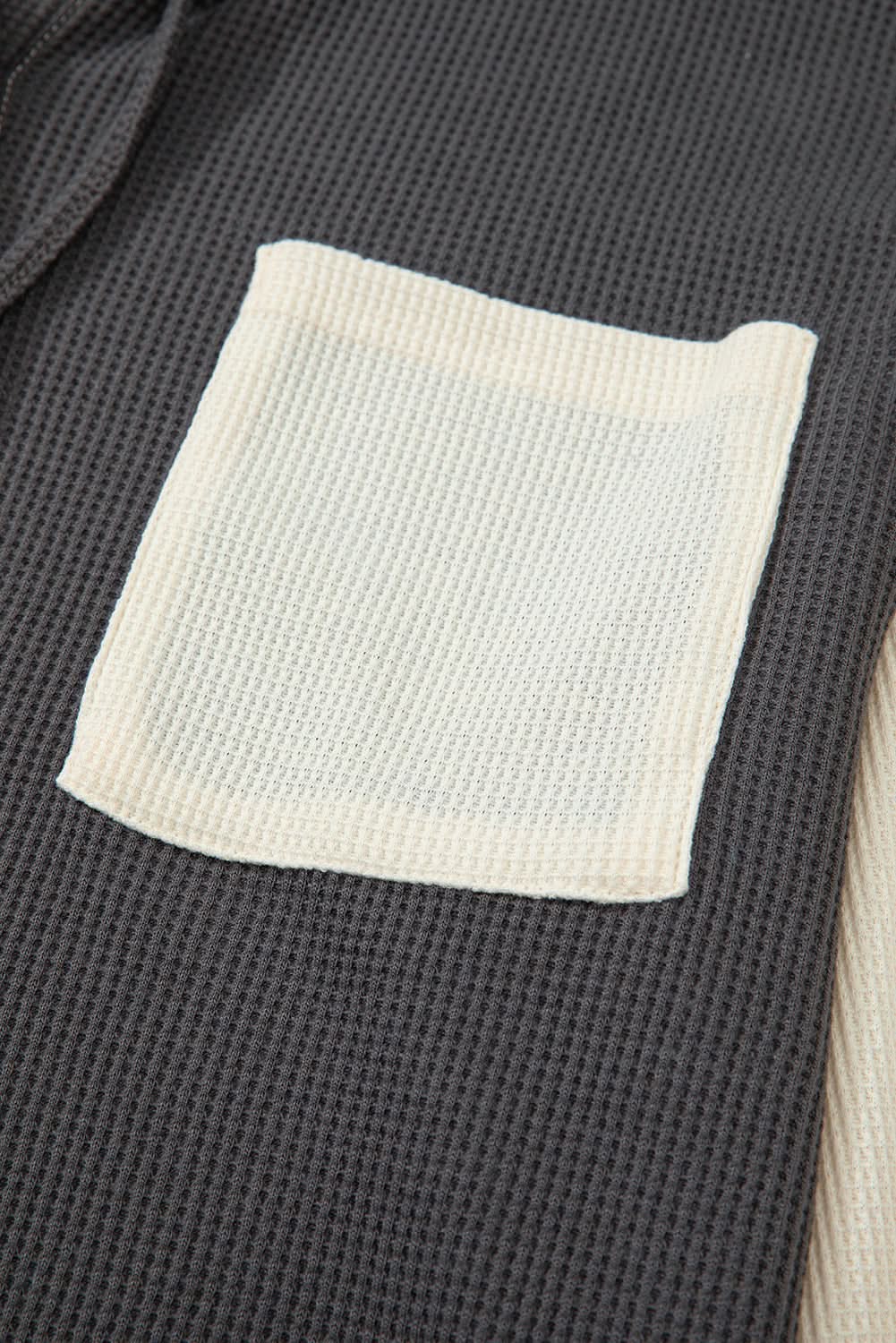 Jackets Love Salve Dark Grey Waffle Colorblock Buttons Placket Drop S