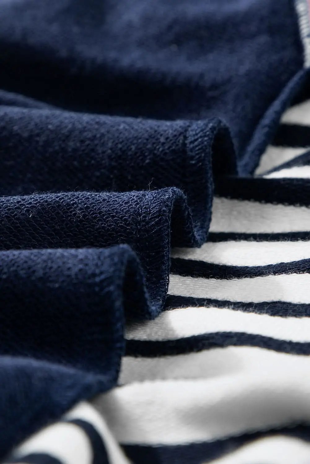 Women's Sweatshirt - Stripe Color Block - Casual Loose Fit Winter Style