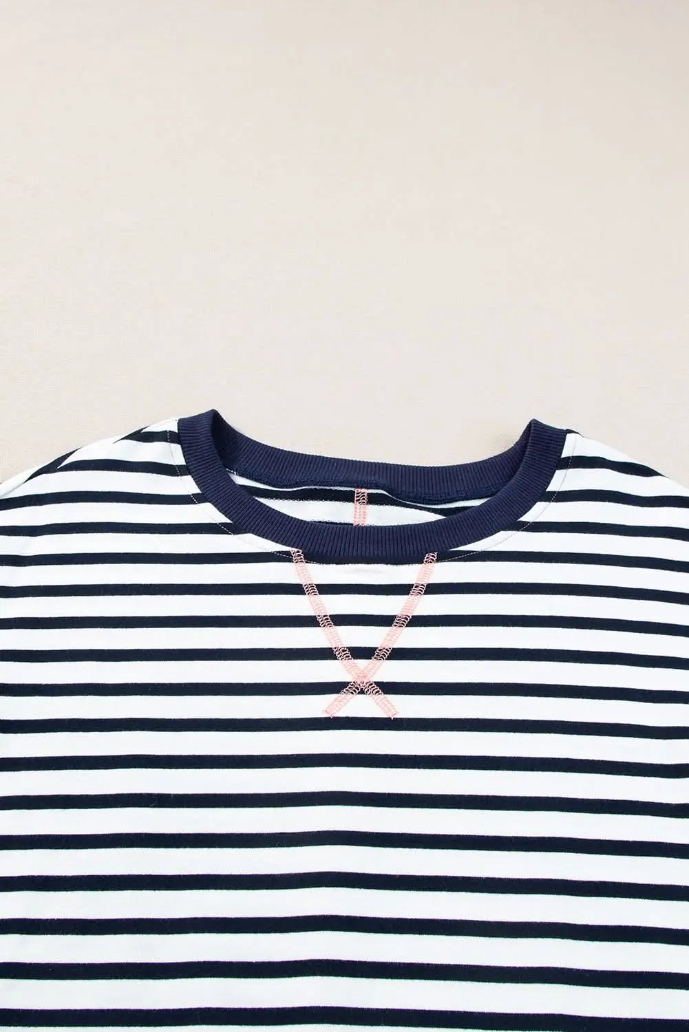 Women's Sweatshirt - Stripe Color Block - Casual Loose Fit Winter Style