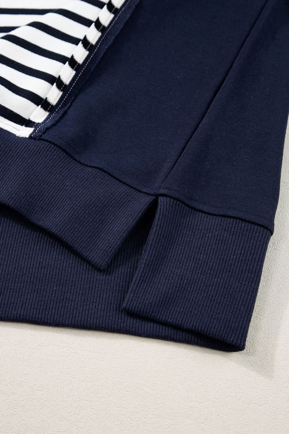 Women's Sweatshirt - Stripe Color Block - Casual Loose Fit Winter Style