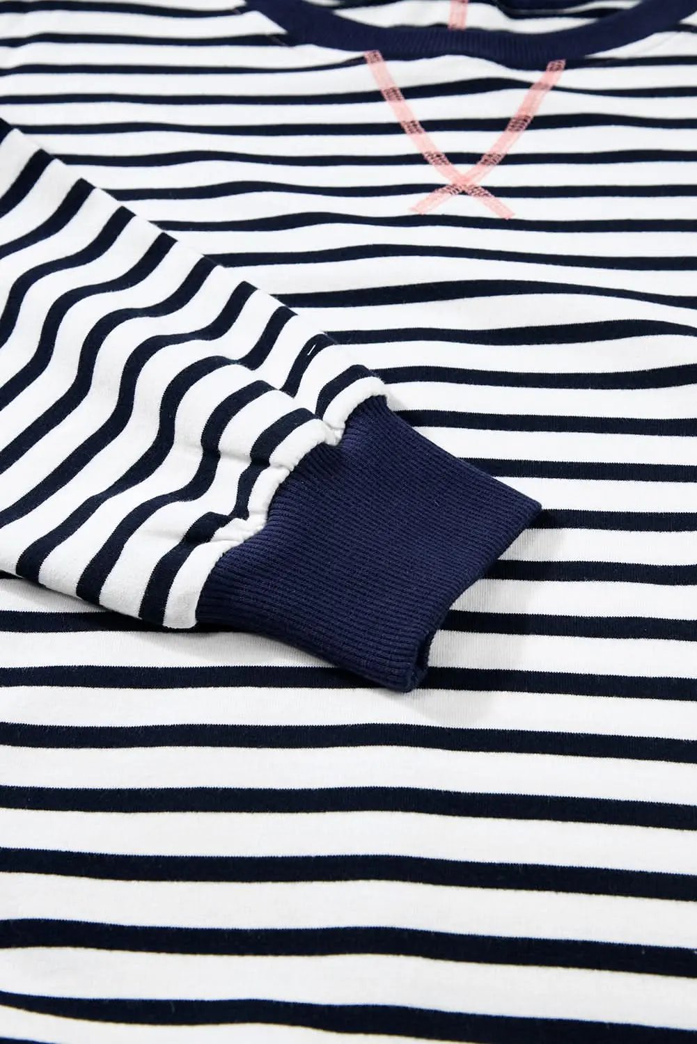 Women's Sweatshirt - Stripe Color Block - Casual Loose Fit Winter Style