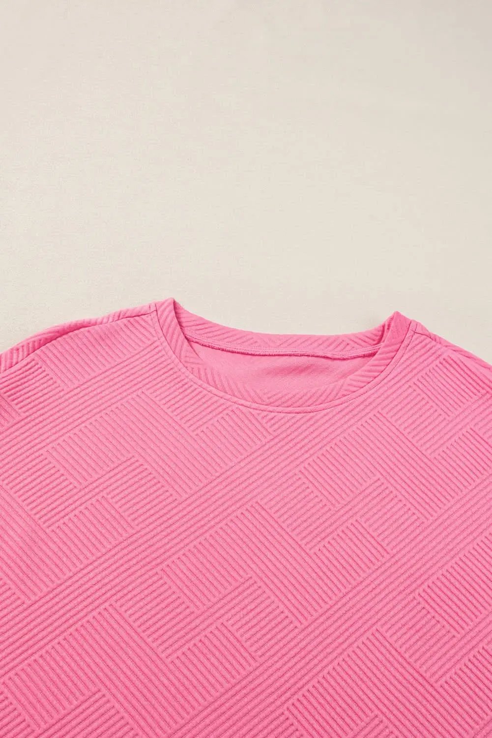Pants Love Salve Strawberry Pink Textured Loose Fit T Shirt and Dra