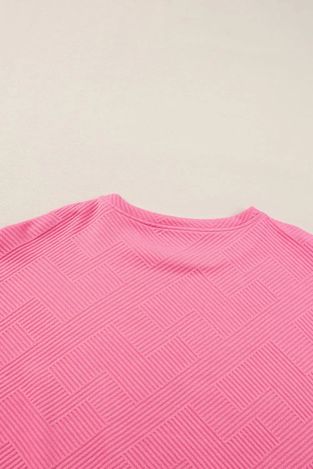 Pants Love Salve Strawberry Pink Textured Loose Fit T Shirt and Dra