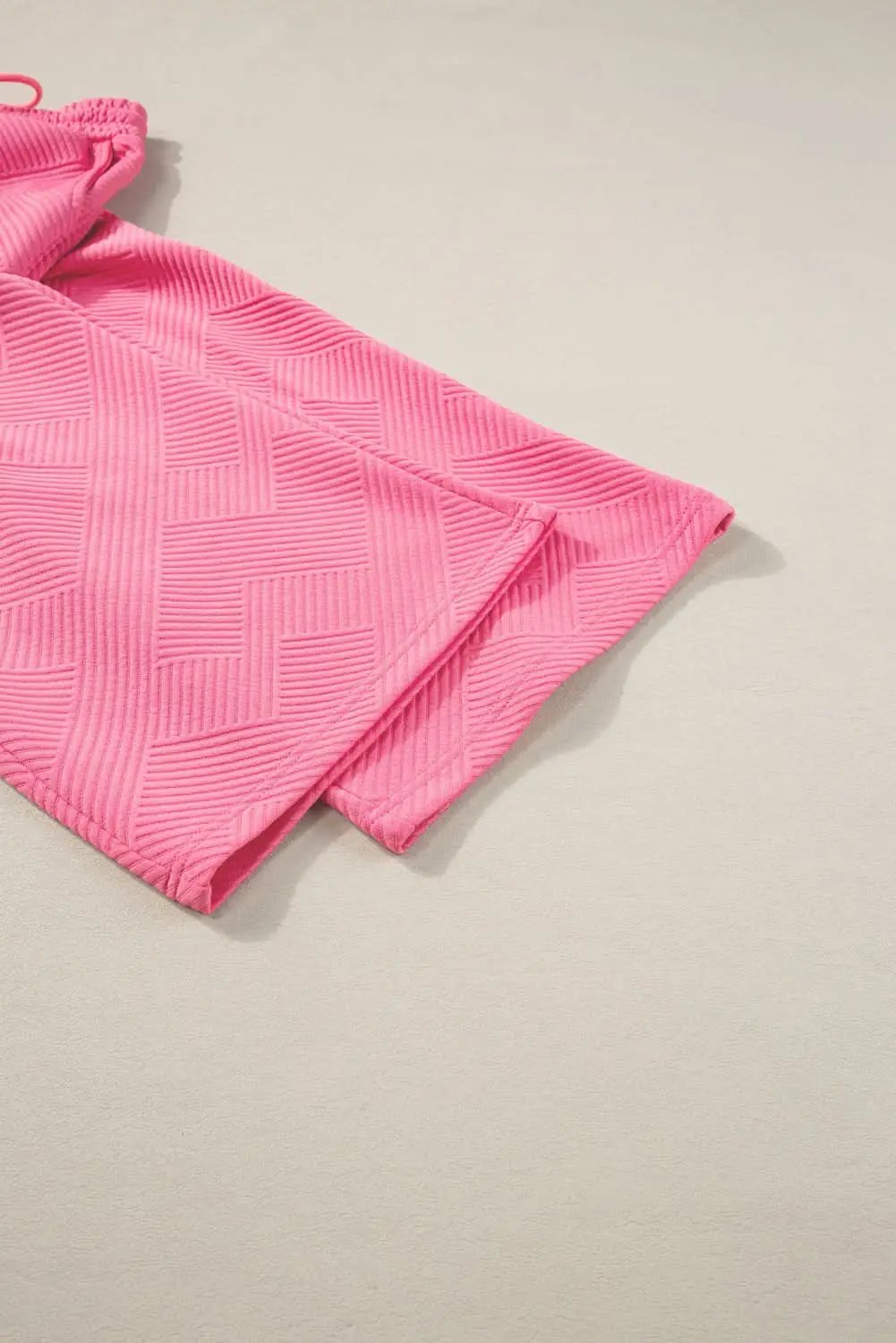 Pants Love Salve Strawberry Pink Textured Loose Fit T Shirt and Dra