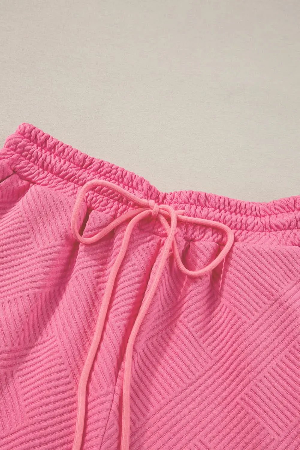 Pants Love Salve Strawberry Pink Textured Loose Fit T Shirt and Dra