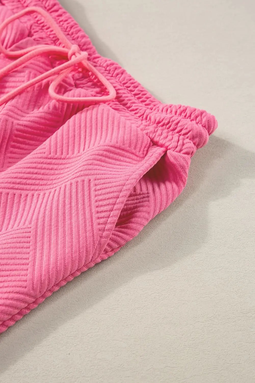 Pants Love Salve Strawberry Pink Textured Loose Fit T Shirt and Dra