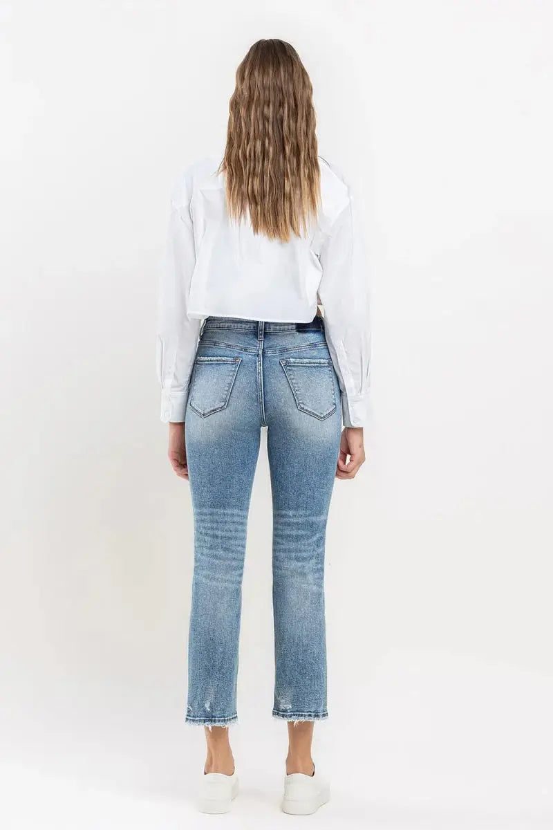 Trendsi High Rise Slim Straight Jeans Comfort Fit