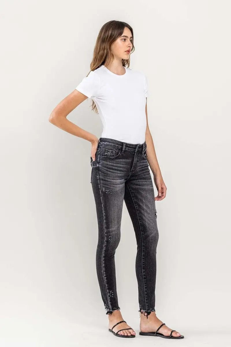 T-Shirts Trendsi Lovervet Raw Hem Jeans Women's Cropped Skinny Fit USA Shipped