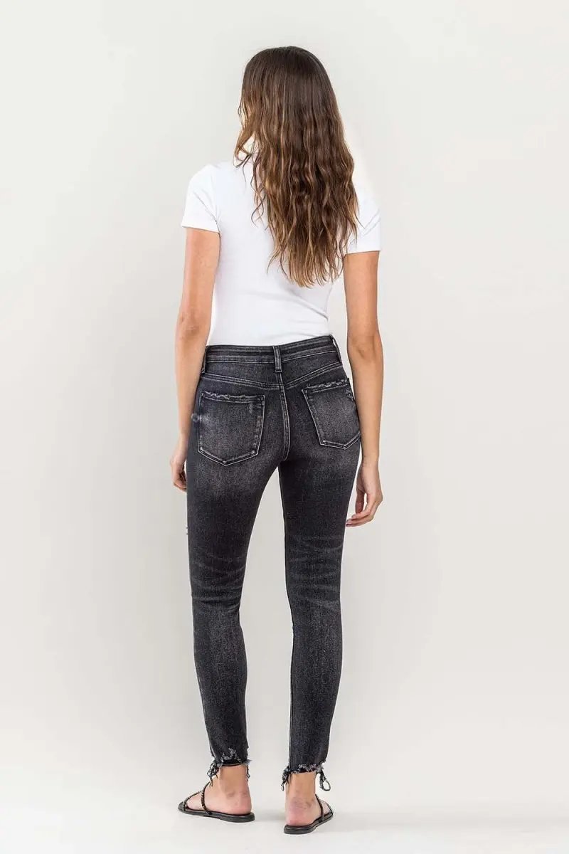 T-Shirts Trendsi Lovervet Raw Hem Jeans Women's Cropped Skinny Fit USA Shipped