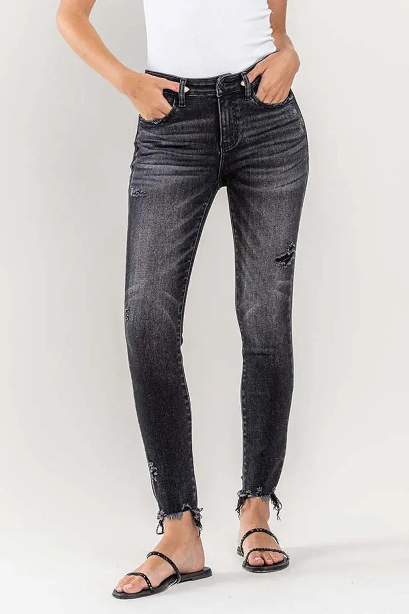 T-Shirts Trendsi Lovervet Raw Hem Jeans Women's Cropped Skinny Fit USA Shipped