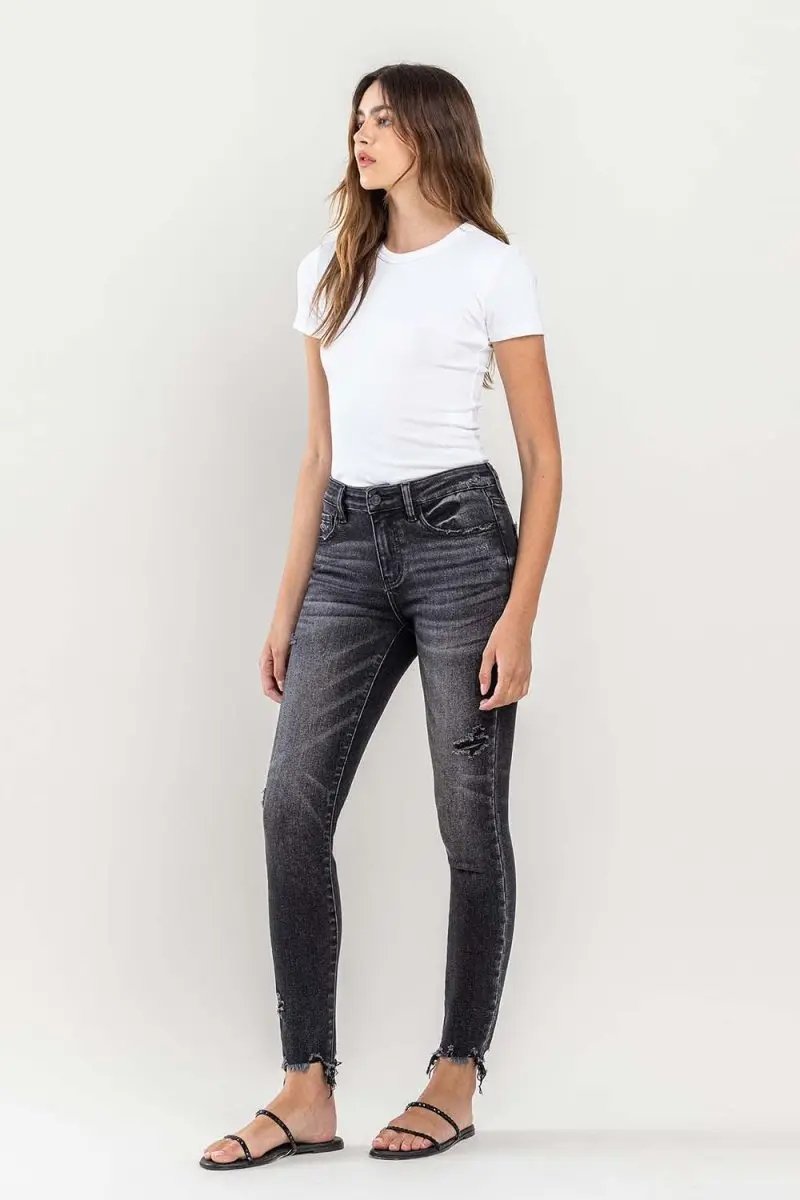 T-Shirts Trendsi Lovervet Raw Hem Jeans Women's Cropped Skinny Fit USA Shipped