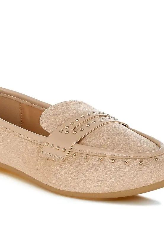 Shoes Rag Company Lumina Penny Strap Studded Loafers - Elegant Style Footwear